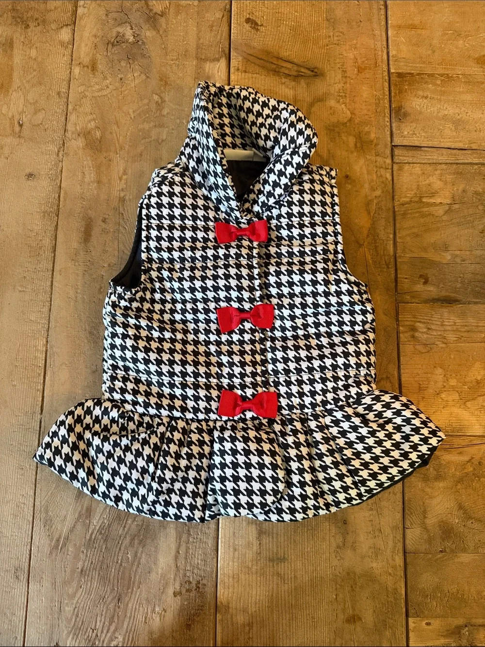 Kids Headquarters Black & White Houndstooth Vest with Red Bows